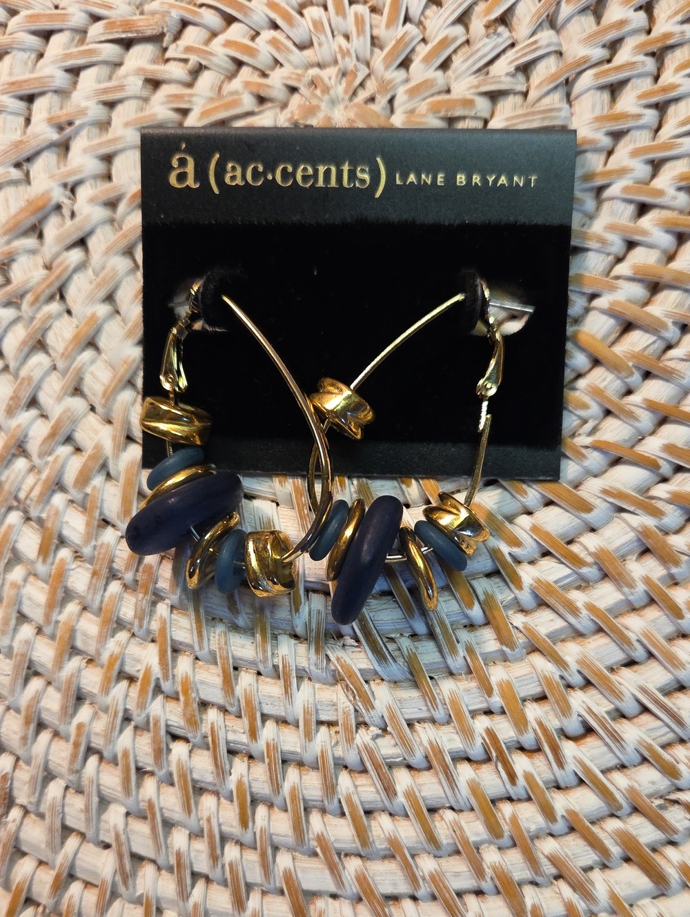 Lane Bryant Gold Hoop Earrings with Navy Accents